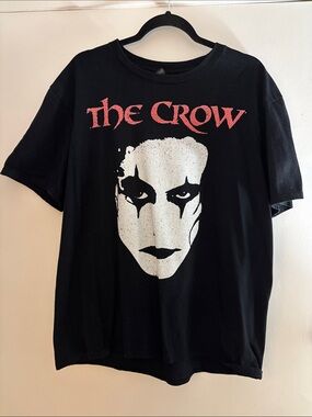 The Crow Anvil Vintage Black Tee with White & Red Graphic XL